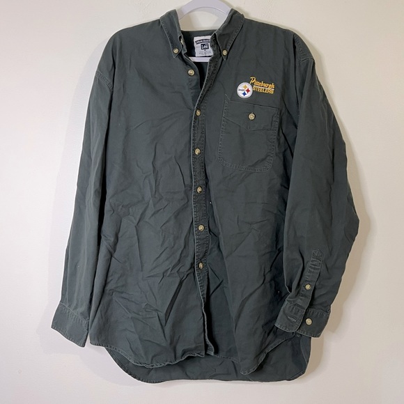 Lee Other - Vintage Lee NFL Pittsburg Steelers Dark Gray Button Up Long Sleeve Cotton Shirt